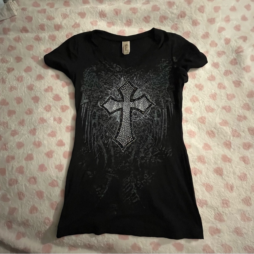 Rituals Rhinestone Cross Tee